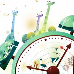 Giraffe Clock Star Tree Photography Scenery Backdrop Cartoon Theme Banner NTM-333