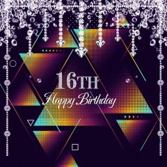 16Th Birthday Diamonds Triangle Photography Scenery Backdrop Birthday Party Theme Banner NTM-334