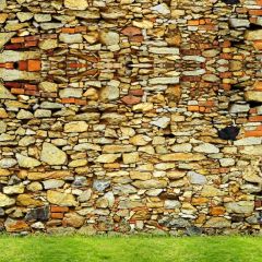 Stone Wall Grassland Photography Scenery Backdrop Wall Theme Banner NTM-336