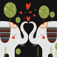 Adorable Elephants Tree Heart Photography Scenery Backdrop Birthday Party Theme Banner NTM-342