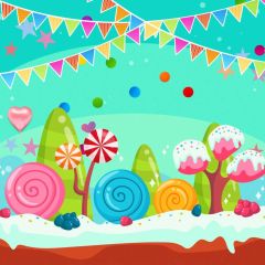 Flag Hill Lollipop Photography Scenery Backdrop Birthday Party Theme Banner NTM-343