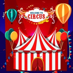 Circue Show Time Balloons Flags Photography Scenery Backdrop Circus Show Theme Banner NTM-344