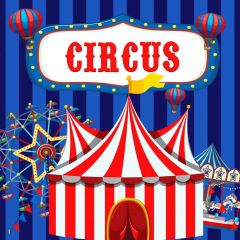 Circus Show Hot Air Balloon Whirl-Horse Photography Scenery Backdrop Circus Show Theme Banner NTM-346