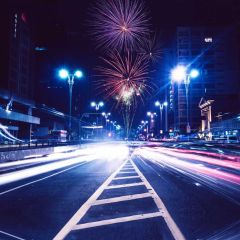 City Street Fireworks Road Photography Scenery Backdrop Streetscape Theme Banner NTM-354