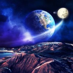 Universe Starring Night Mountain Photography Scenery Backdrop Cosmic Space Theme Banner NTM-357