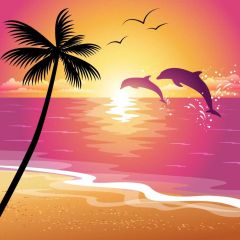 Seasides Dolphin Seagull Huge Sea Photography Scenery Backdrop Ocean Theme Banner NTM-363