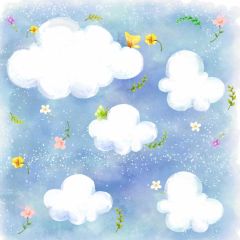 Flower Cloud Grass Photography Scenery Backdrop Cartoon Theme Banner NTM-383
