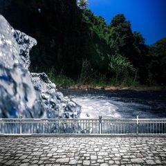 Nature Water Falling Rail Stone Floor Photography Scenery Backdrop Nature Theme Banner NTM-388