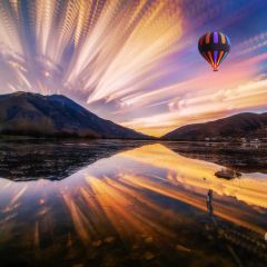 Nature Hot Air Balloons Mountains Photography Scenery Backdrop Nature Theme Banner NTM-403