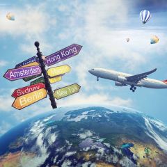 Travel Plane Balloon Earth Photography Scenery Backdrop Aircraft Theme Banner NTM-409