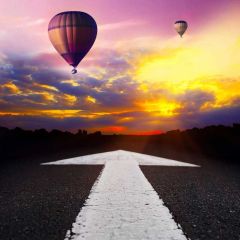 Hot Air Balloon Sunset Track Photography Scenery Backdrop Nature Theme Banner NTM-411