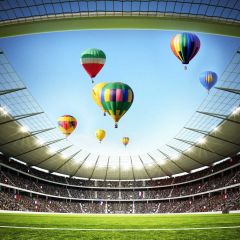 Sports Hot Air Balloon Sky Audience Photography Scenery Backdrop Sports Theme Banner NTM-423