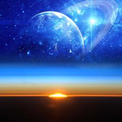 Universe Sunrise Galaxy Photography Scenery Backdrop Cosmic Space Theme Banner NTM-427