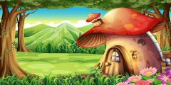 Mushroom House Stage Performance Background Dance Show Backdrop SRB-0401