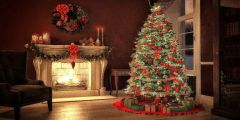 Tree And Fireplace Stage Performance Background Dance Show Backdrop SRB-0414