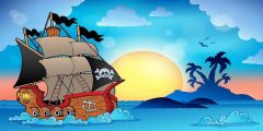 Pirate Ship Stage Performance Background Dance Show Backdrop SRB-0497