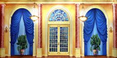 Arch Pillar Curtain Ceiling Lamp Pot Plant Stage Performance Background Dance Show Backdrop SRB-0552