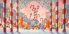 Pillars Mountain Sunshine Stage Performance Background Dance Show Backdrop SRB-0582