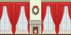 Curtain Window Fireplace Stage Performance Background Dance Show Backdrop SRB-0586