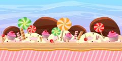 Ice Cream Sugar River Wave Stage Performance Background Dance Show Backdrop SRB-0590