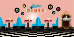 Diner Table Chair Cd Wall Stage Performance Background Dance Show Backdrop SRB-0610