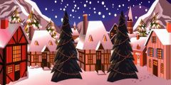 Snow House Tree Window Light Stage Performance Background Dance Show Backdrop SRB-0651