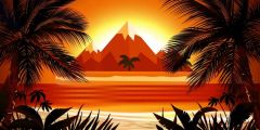 Mountain Sea Sunset Tree Stage Performance Background Dance Show Backdrop SRB-0683