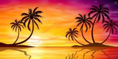 Sea Sunset Tree Stage Performance Background Dance Show Backdrop SRB-0715