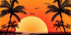 Tree Sun Bird Sunset Stage Performance Background Dance Show Backdrop SRB-0771