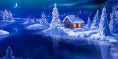 House Tree Light Sea Moon Stage Performance Background Dance Show Backdrop SRB-0860