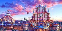 Christmas Eve Fairy Tale Castle Air Balloon Stage Performance Background Dance Show Backdrop SRB-1307