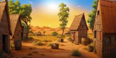 Desert Houses Trees Stage Performance Background Dance Show Backdrop SRC-0005