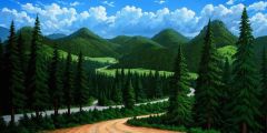 Forest Moutains Hilly Road Stage Performance Background Dance Show Backdrop SRC-0021