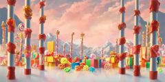 Candyland Lollipop Pillars Stage Performance Background Dance Show Backdrop SRC-0024