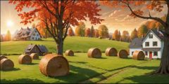 Harvest Village Cottage Stage Performance Background Dance Show Backdrop SRC-0030