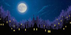 Night Moon Cemetery Silhouette Stage Performance Background Dance Show Backdrop SRC-0042