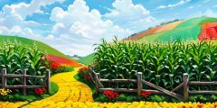Cornfield Giant Fence Path Stage Performance Background Dance Show Backdrop SRC-0050