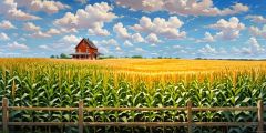 Houses Barns Farmland Stage Performance Background Dance Show Backdrop SRC-0051