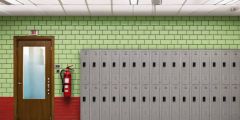 Brick Walls School Hallway Stage Performance Background Dance Show Backdrop SRC-0062