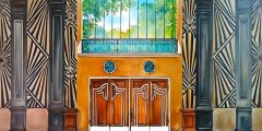 Mansion Wooden Doors Stage Performance Background Dance Show Backdrop SRC-0070