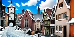 Small Town After Snow Stage Performance Background Dance Show Backdrop SRC-0076