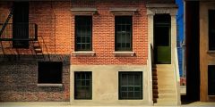 Old Brick Wall Apartment Building Stage Performance Background Dance Show Backdrop SRC-0118