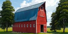Blue Roof Doors Open Barn Stage Performance Background Dance Show Backdrop SRC-0131