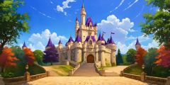 Daytime Purple Roof Castle Stage Performance Background Dance Show Backdrop SRC-0140