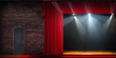 Stage Red Curtain Brick Wall Stage Performance Background Dance Show Backdrop SRC-0149
