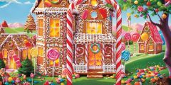 Candy Gingerbread House Stage Performance Background Dance Show Backdrop SRC-0174