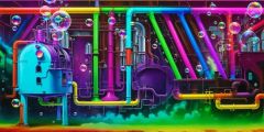 Factory Machine Pipes Bubbles Stage Performance Background Dance Show Backdrop SRC-0177