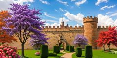 Castle Garden Wall Trees Stage Performance Background Dance Show Backdrop SRC-0186