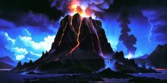 Volcanic Eruption Stage Performance Background Dance Show Backdrop SRC-0195