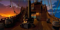 Dusk Pirate Ship Deck Powder Keg Stage Performance Background Dance Show Backdrop SRC-0197